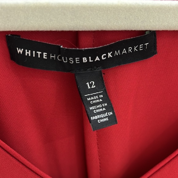 White House Black Market Dark Red Long Sleeve Dress w overlay and detailing - Picture 7 of 7